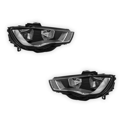 Audi A3 8V Black H7 H15 Headlights 2012 - 2016 OEM-Style Aftermarket Left & Right