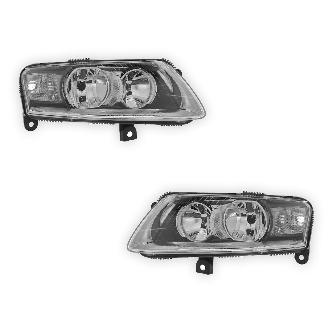 Audi A6 C6 4F Black Headlights 2004 - 2009 OEM-Style Aftermarket Left & Right