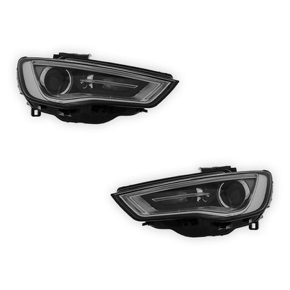 Audi S3 8V Black Headlights 2014 - 2016 OEM-Style Aftermarket Left & Right