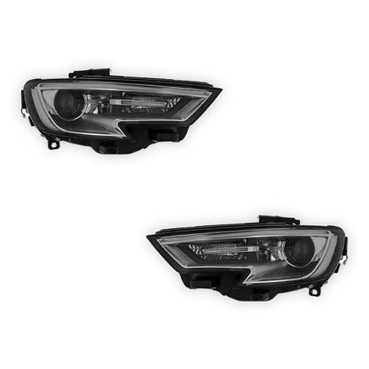 Audi A3 8VM Black Headlights 2016 - 2022 OEM-Style Aftermarket Left & Right