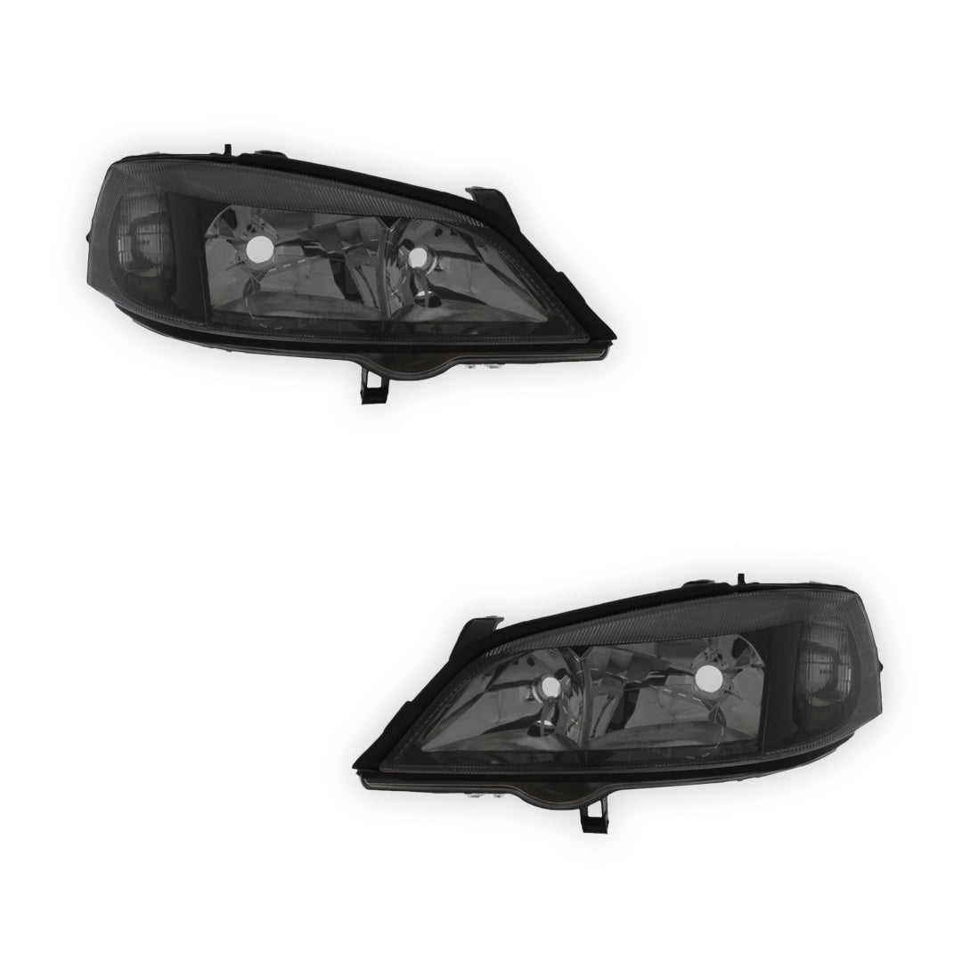 Vauxhall Astra G MK4 SXI Black Headlights 1998 - 2004 OEM-Style Aftermarket Left & Right