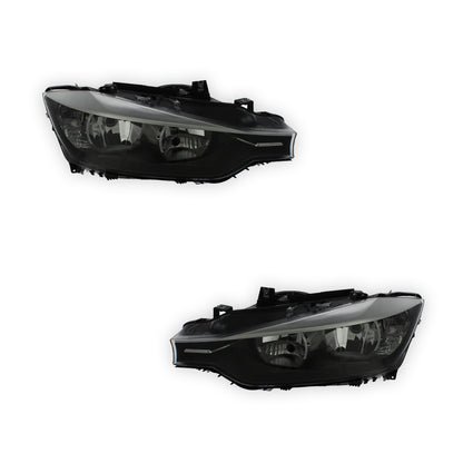 BMW 3 Series F30 / F31 Black Headlights 2011 - 2015 OEM-Style Aftermarket Left & Right