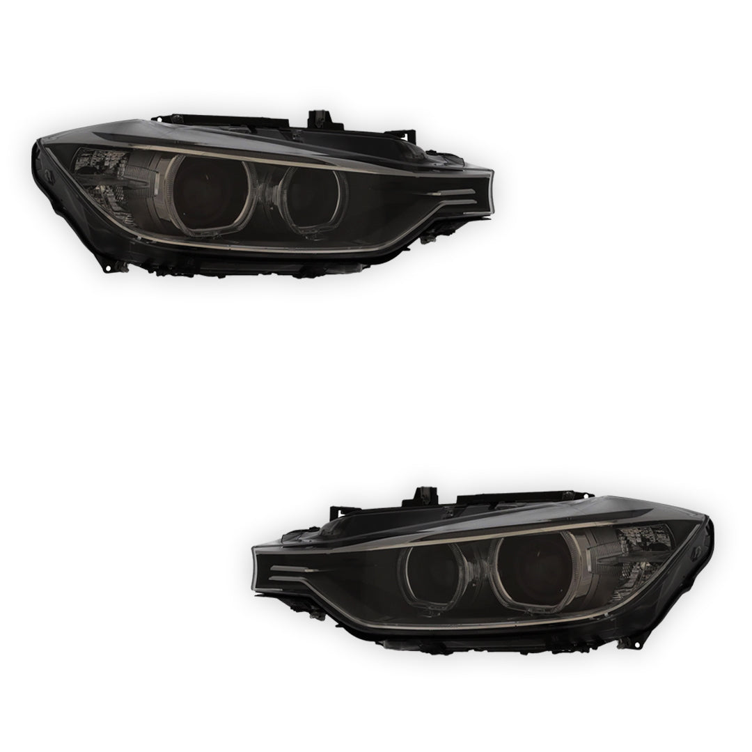 BMW 3 Series F30 Black Headlights 2011 - 2015 OEM-Style Aftermarket Left & Right
