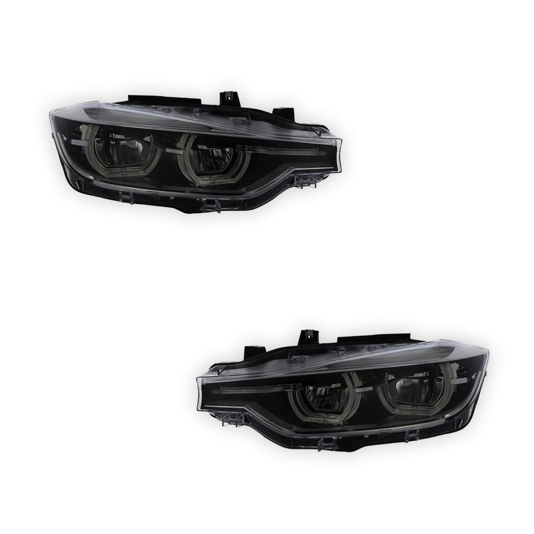 BMW 3 Series F30 LCI Black Headlights 2015 - 2019 OEM-Style Aftermarket Left & Right