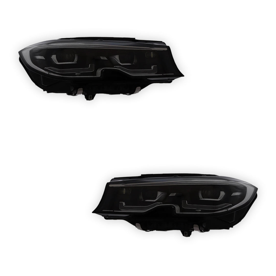BMW 3 Series G20 / G21 / G80 Black Headlights 2019 - 2022 OEM-Style Aftermarket Left & Right