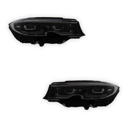 BMW 3 Series G20 / G21 / G80 Black Headlights 2019 - 2022 OEM-Style Aftermarket Left & Right