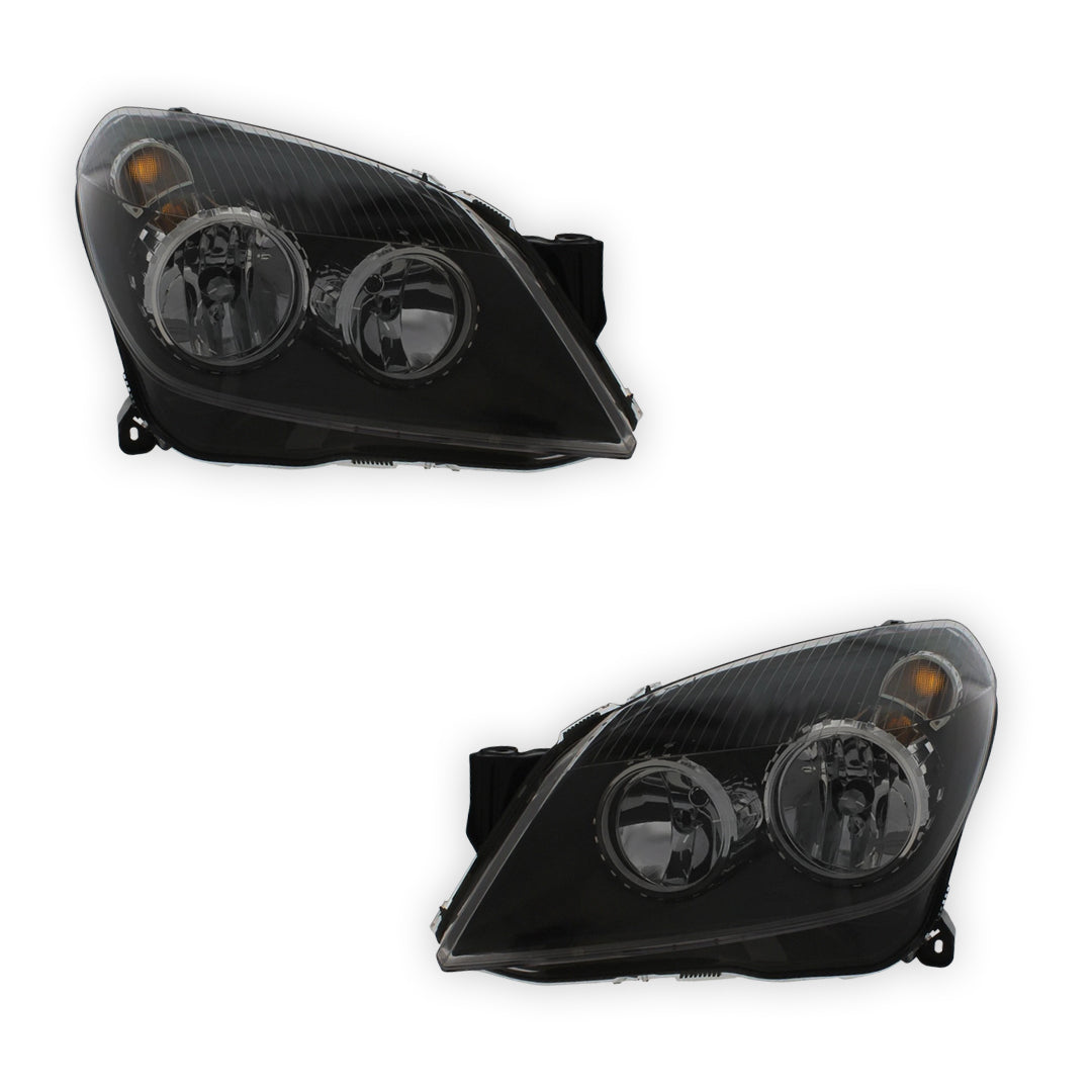 Vauxhall Astra H MK5 Black Headlights 2004 - 2007 OEM-Style Aftermarket Left & Right