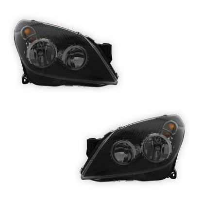 Vauxhall Astra H MK5 Black Headlights 2004 - 2007 OEM-Style Aftermarket Left & Right