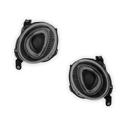 Abarth 500 312 Black Headlight Pair 2016 - 2025 OEM-Style Aftermarket Left & Right