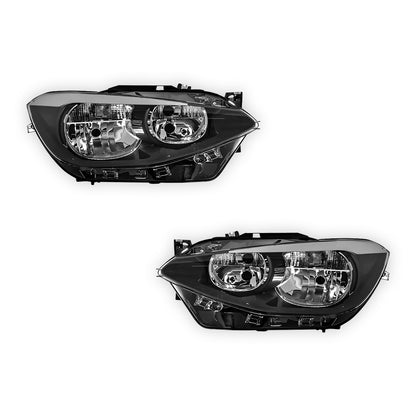 BMW 1 Series F20 / F21 Black Headlights 2011 - 2015 OEM-Style Aftermarket Left & Right