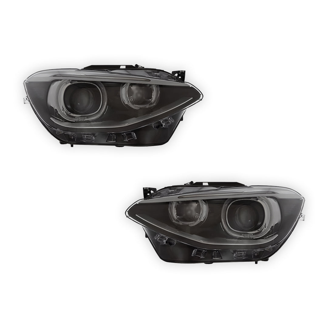 BMW 1 Series F21 Black Headlights 2011 - 2015 OEM-Style Aftermarket Left & Right