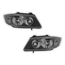 BMW 3 Series E90 / E91 Black Headlights 2005 - 2008 OEM-Style Aftermarket Left & Right
