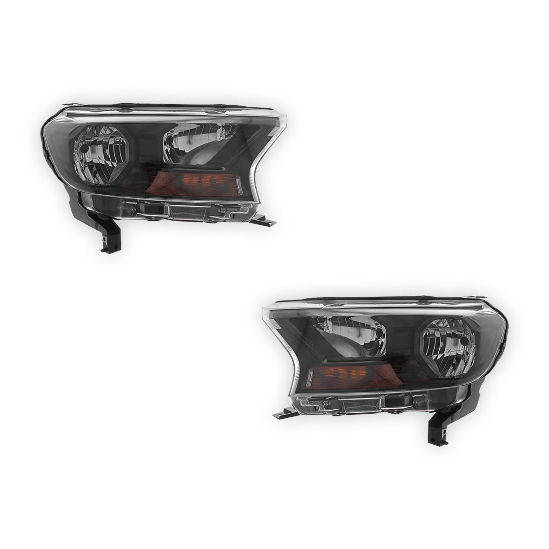 Ford Ranger P375 Black Headlights 2015 - 2019 OEM-Style Aftermarket Left & Right