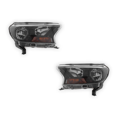 Ford Ranger P375 Black Headlights 2015 - 2019 OEM-Style Aftermarket Left & Right