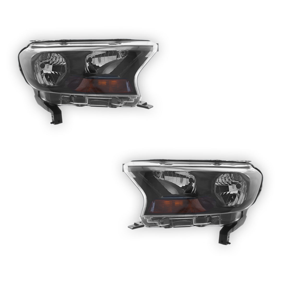 Ford Ranger P375 Black Headlights 2015 - 2019 OEM-Style Aftermarket Left & Right