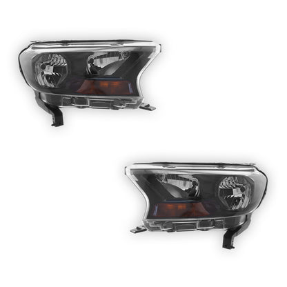 Ford Ranger P375 Black Headlights 2015 - 2019 OEM-Style Aftermarket Left & Right