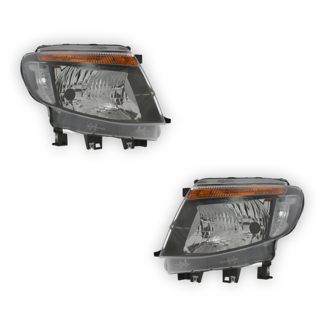 Ford Ranger P375 Black Projector Headlights 2011 - 2016 OEM-Style Aftermarket Left & Right