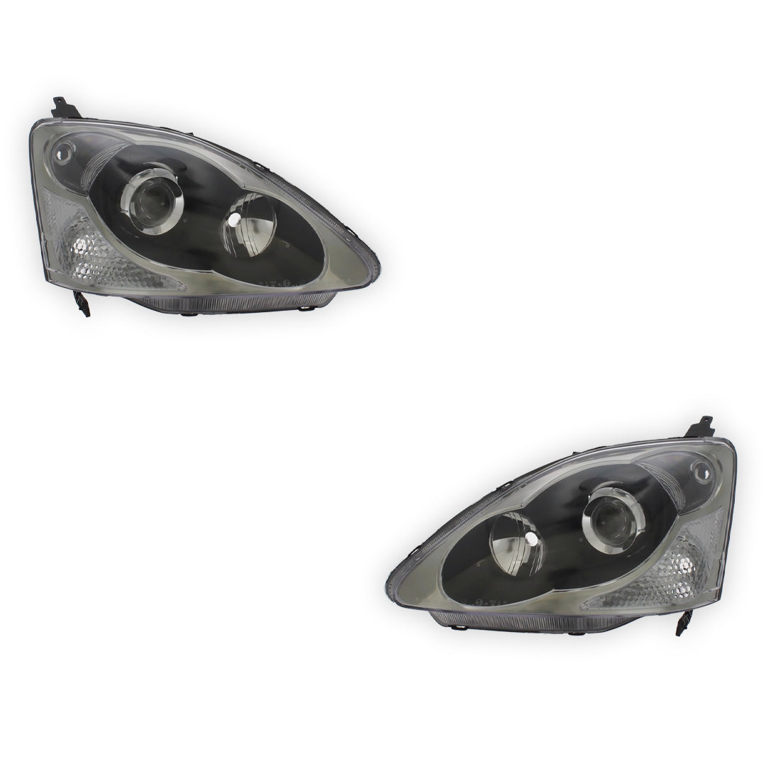 Honda Civic MK7 Type R Black Headlights 2003 - 2006 OEM-Style Aftermarket Left & Right