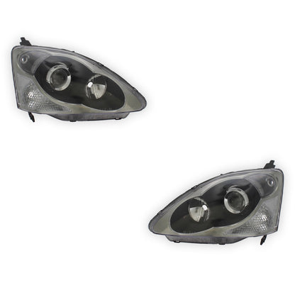 Honda Civic MK7 Type R Black Headlights 2003 - 2006 OEM-Style Aftermarket Left & Right