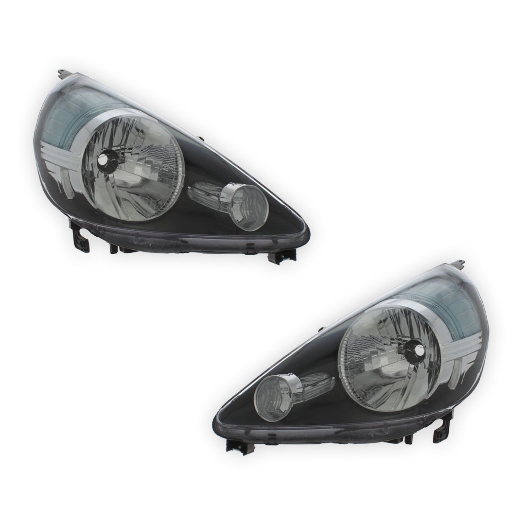Honda Jazz MK2 GD Black Headlights 2004 - 2009 OEM-Style Aftermarket Left & Right