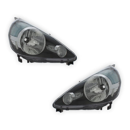 Honda Jazz MK2 GD Black Headlights 2004 - 2009 OEM-Style Aftermarket Left & Right