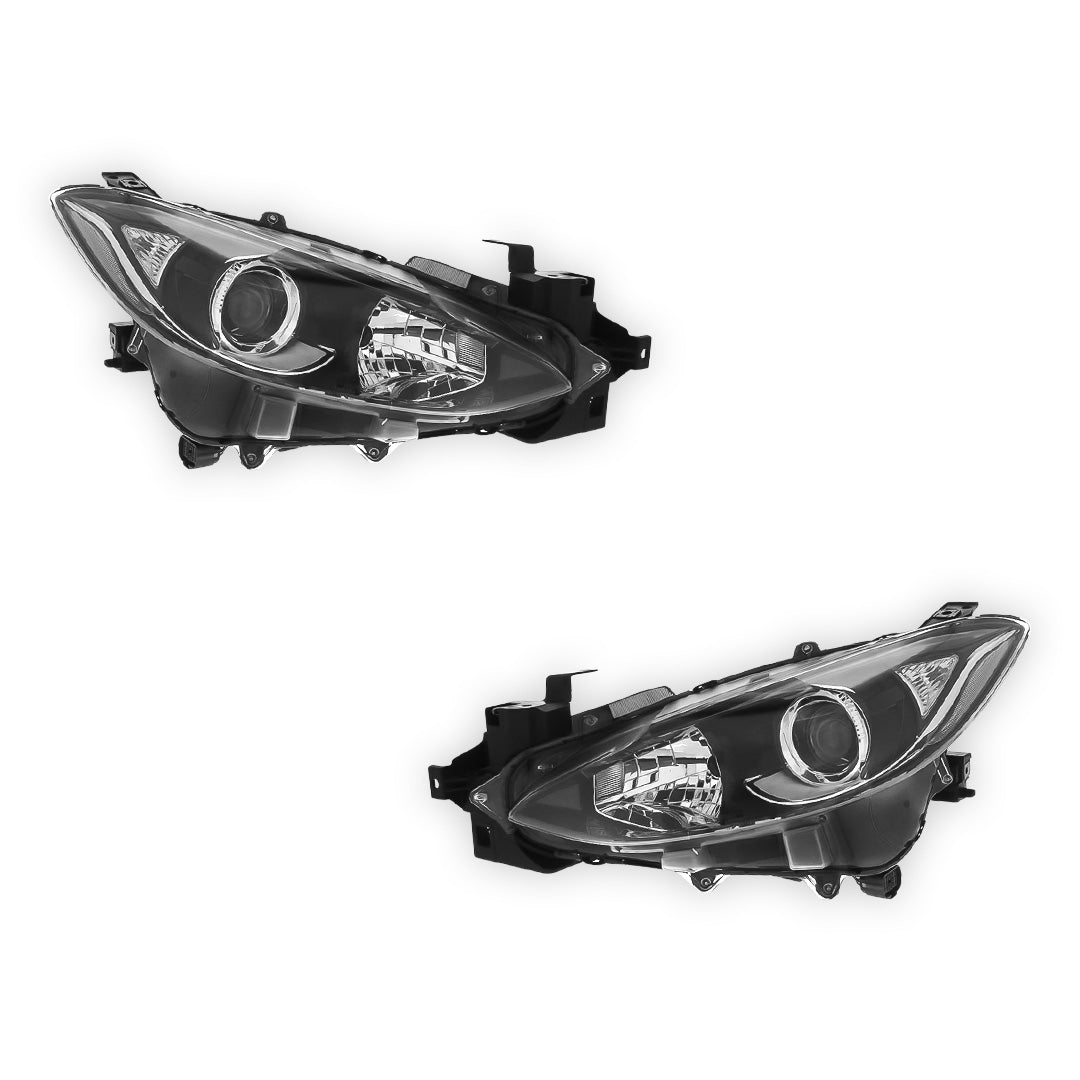 Mazda 3 BM Black Headlights 2013 - 2016 OEM-Style Aftermarket Left & Right