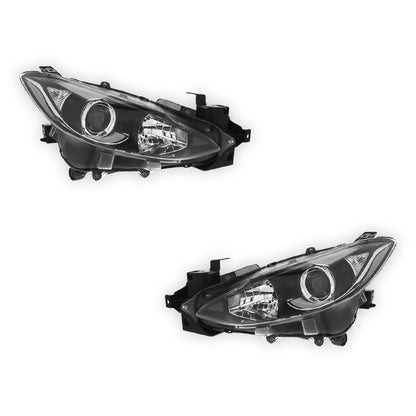 Mazda 3 BM Black Headlights 2013 - 2016 OEM-Style Aftermarket Left & Right