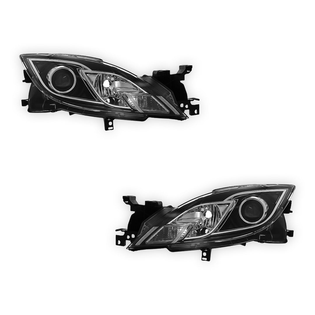 Mazda 6 GH Black Headlights 2008 - 2010 OEM-Style Aftermarket Left & Right