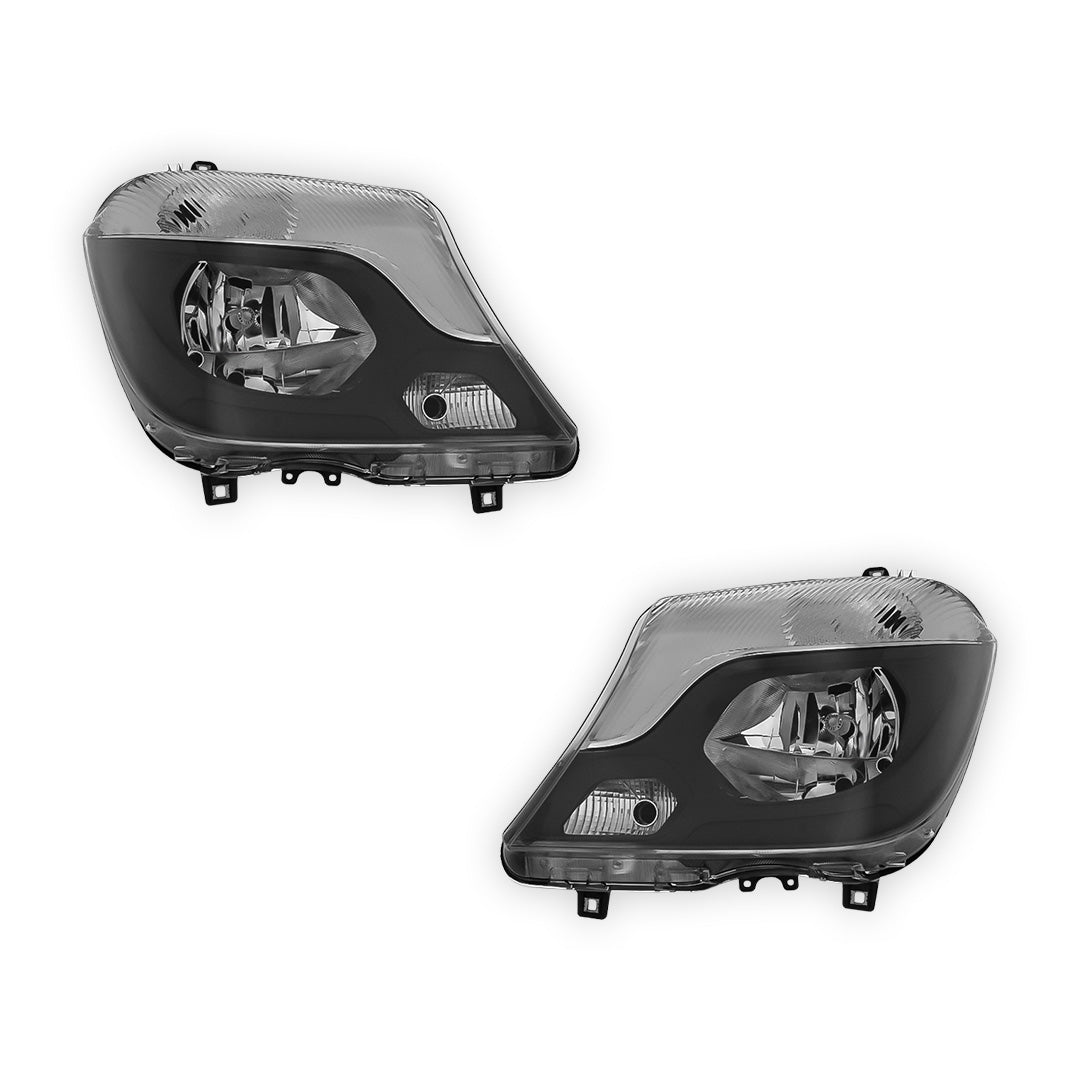 Mercedes Benz Sprinter Black Headlights 2013 - 2019 OEM-Style Aftermarket Left & Right