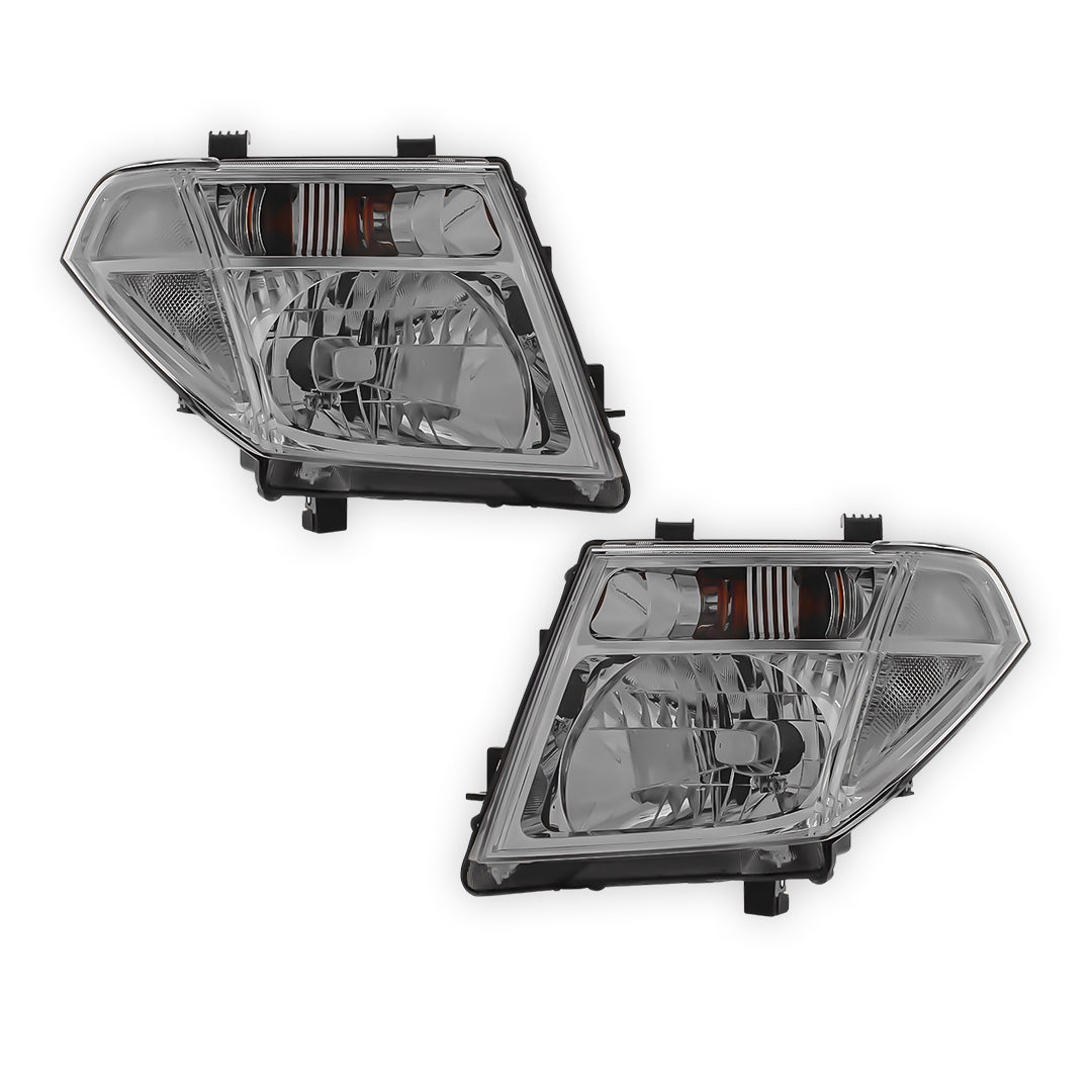 Nissan Navara D40 Chrome Headlights 2005 - 2010 OEM-Style Aftermarket Left & Right