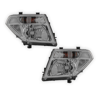 Nissan Navara D40 Chrome Headlights 2005 - 2010 OEM-Style Aftermarket Left & Right