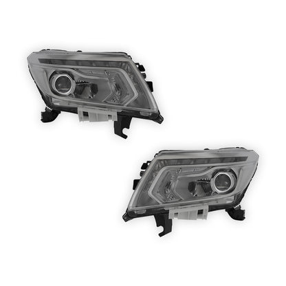 Nissan Navara NP300 D23 Chrome Headlights 2015 - 2017 OEM-Style Aftermarket Left & Right