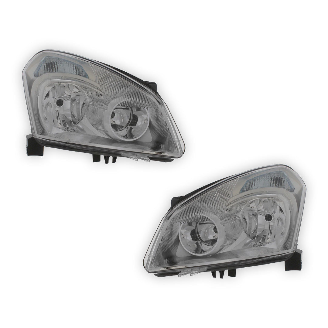 Nissan Qashqai +2 J10 Chrome Headlights 2007 - 2010 OEM-Style Aftermarket Left & Right