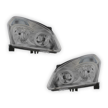 Nissan Qashqai +2 J10 Chrome Headlights 2007 - 2010 OEM-Style Aftermarket Left & Right
