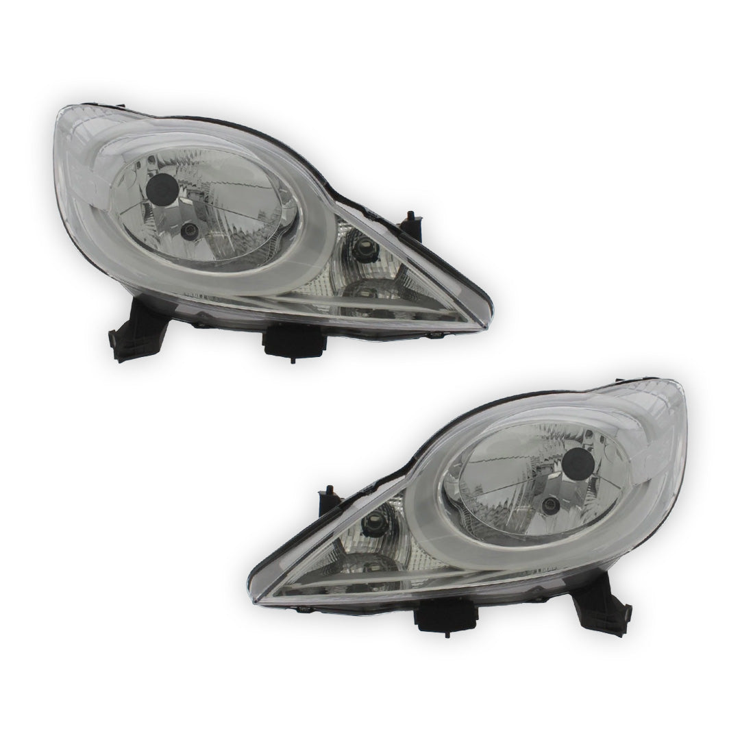 Peugeot 107 Chrome Headlights 2012 - 2015 OEM-Style Aftermarket Left & Right
