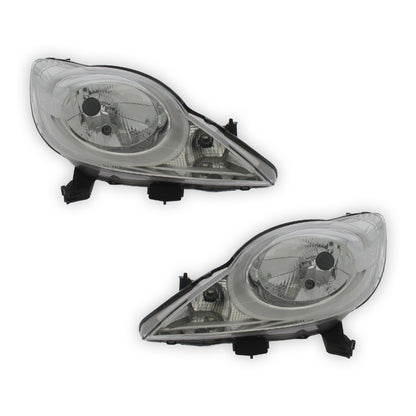 Peugeot 107 Chrome Headlights 2012 - 2015 OEM-Style Aftermarket Left & Right