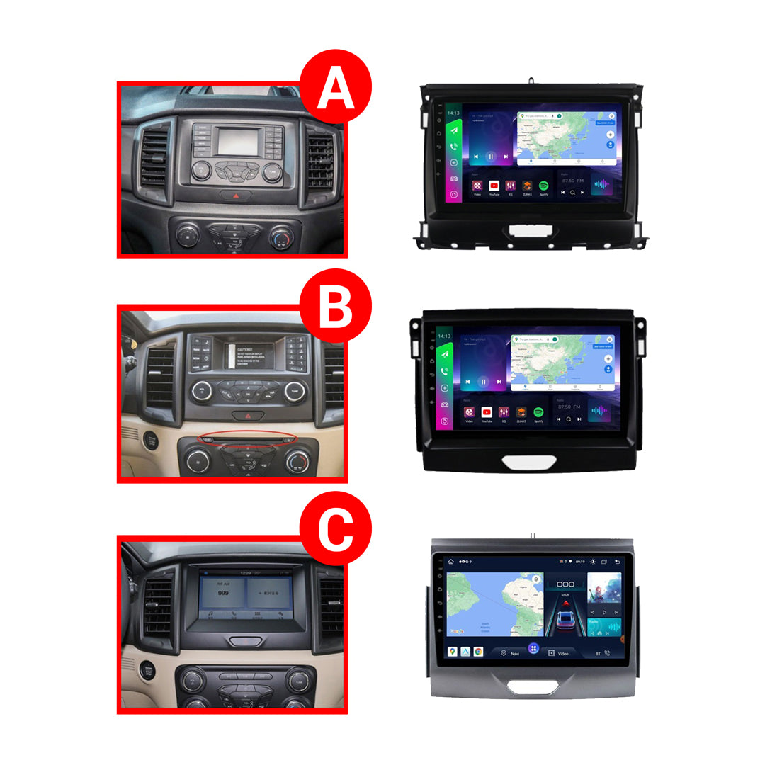 Ford Ranger MK2 / MK3 (2015 - 2021) 9" Wireless Android 13 Touchscreen Stereo for Apple CarPlay / Android Auto