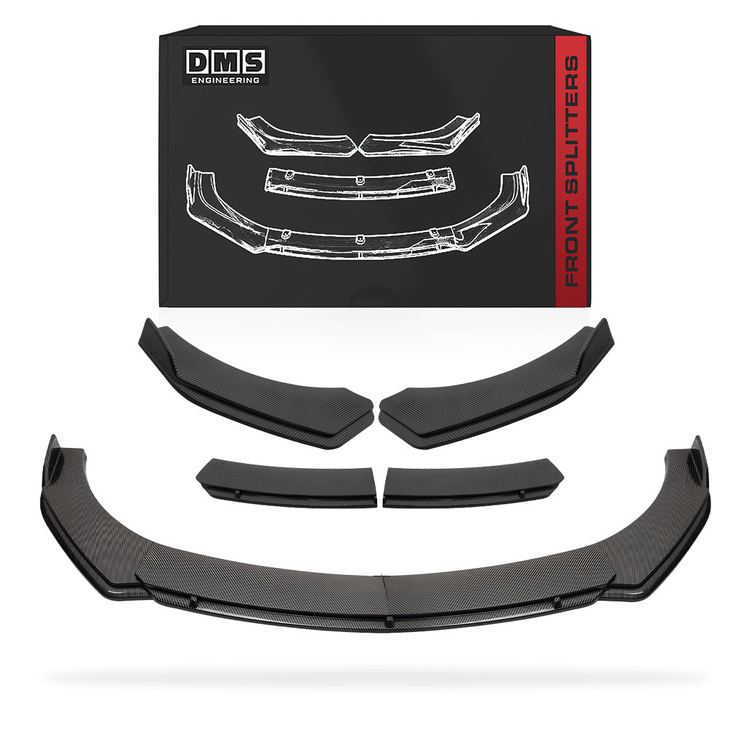 Tesla Model Y (2021 - 2024) Carbon Fiber Painted With Strut Rods Front Splitters