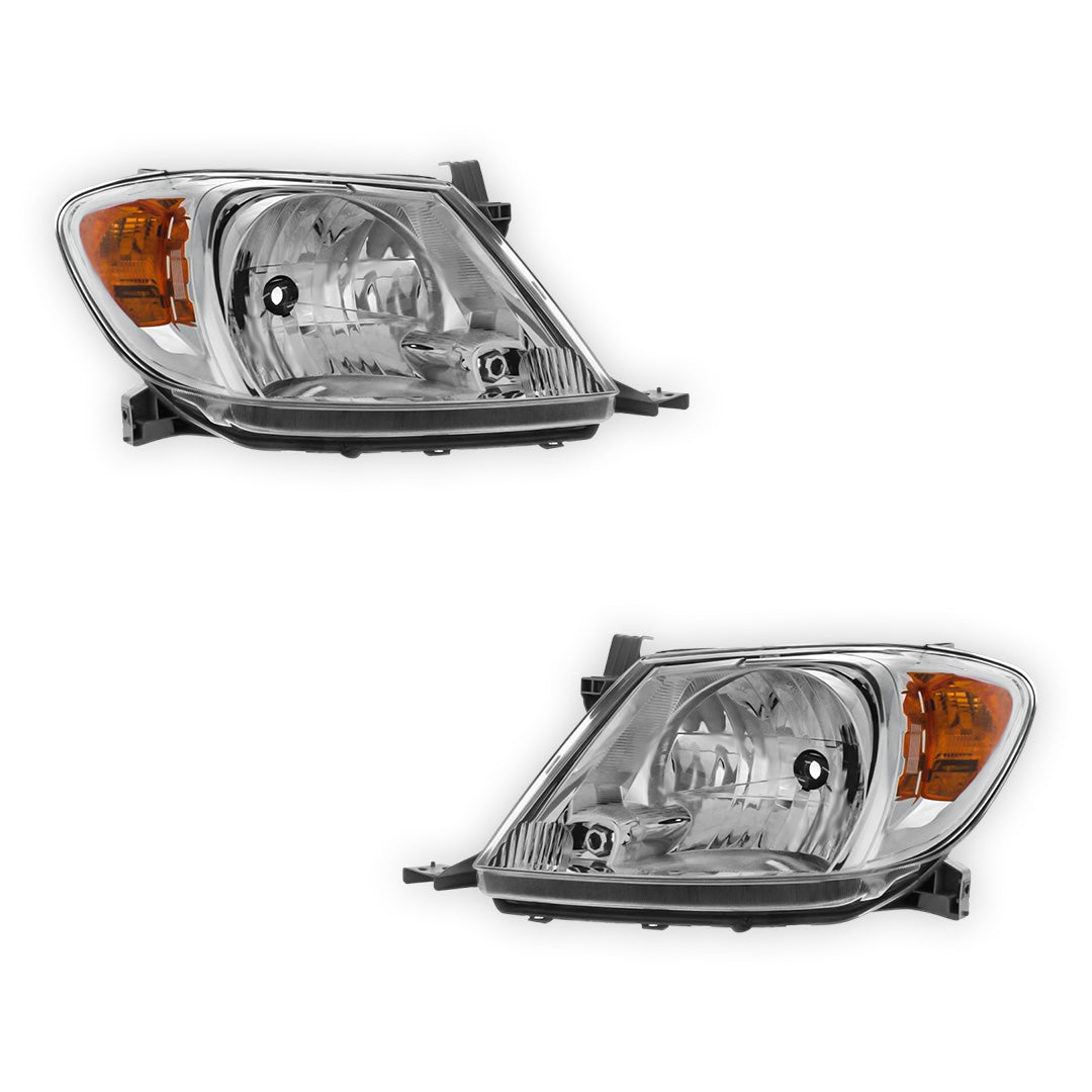 Toyota Hi-Lux Chrome Headlights 2005 - 2010 OEM-Style Aftermarket Left & Right