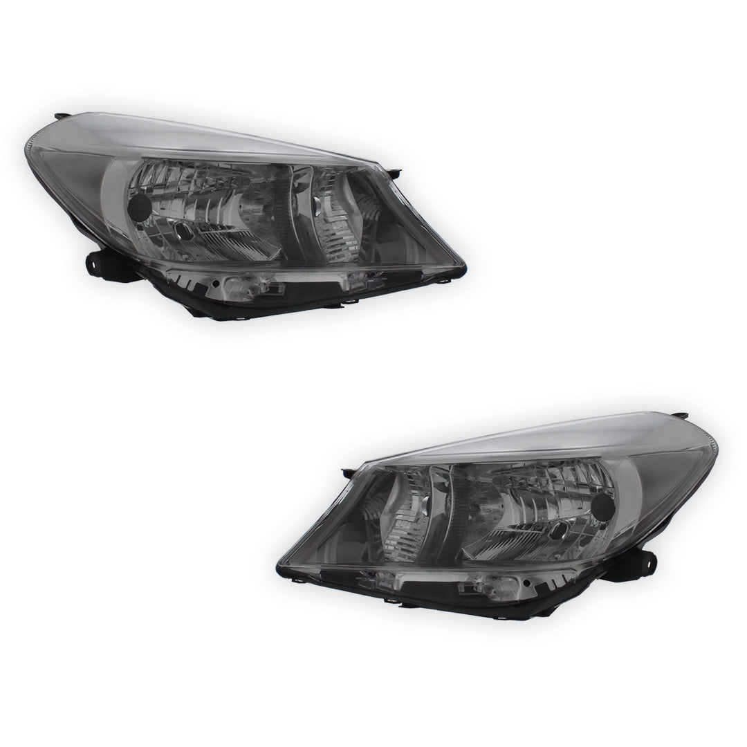 Toyota Yaris Dark Grey Headlights 2011 - 2014 OEM-Style Aftermarket Left & Right