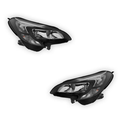 Vauxhall Corsa E Black Headlights 2014-2020 OEM-Style Aftermarket Left & Right