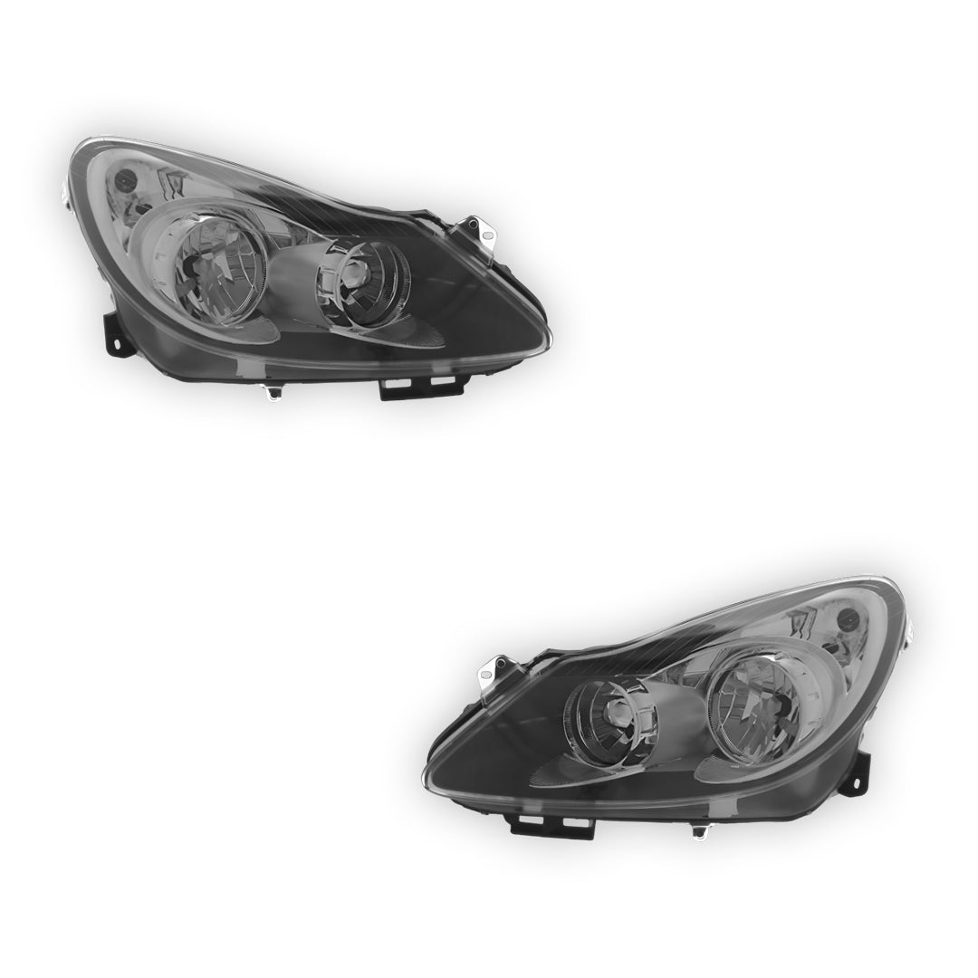 Vauxhall Corsa D Black Headlights 2006 - 2011 OEM-Style Aftermarket Left & Right