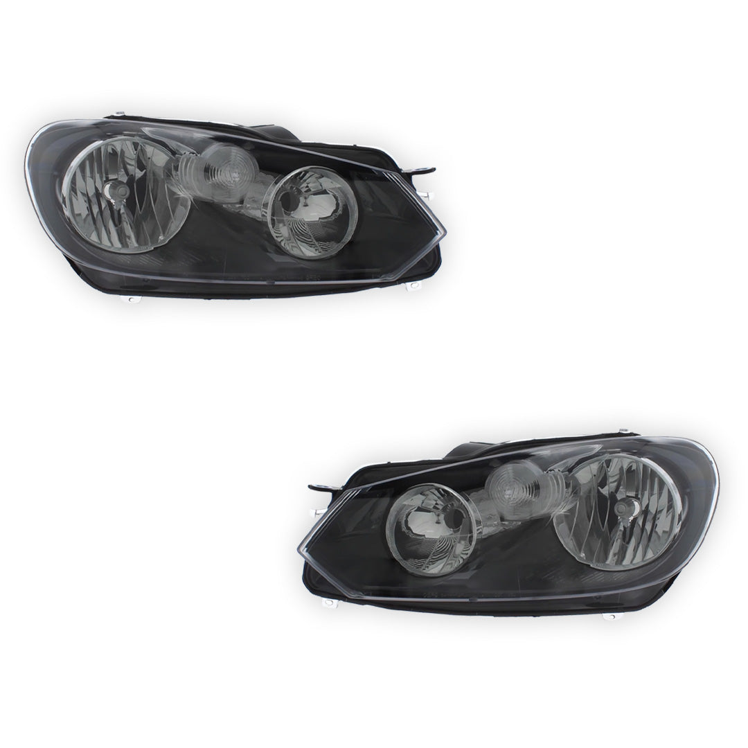 Volkswagen Golf MK6 Black Headlights 2009 - 2013 OEM-Style Aftermarket Left & Right