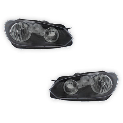 Volkswagen Golf MK6 Black Headlights 2009 - 2013 OEM-Style Aftermarket Left & Right