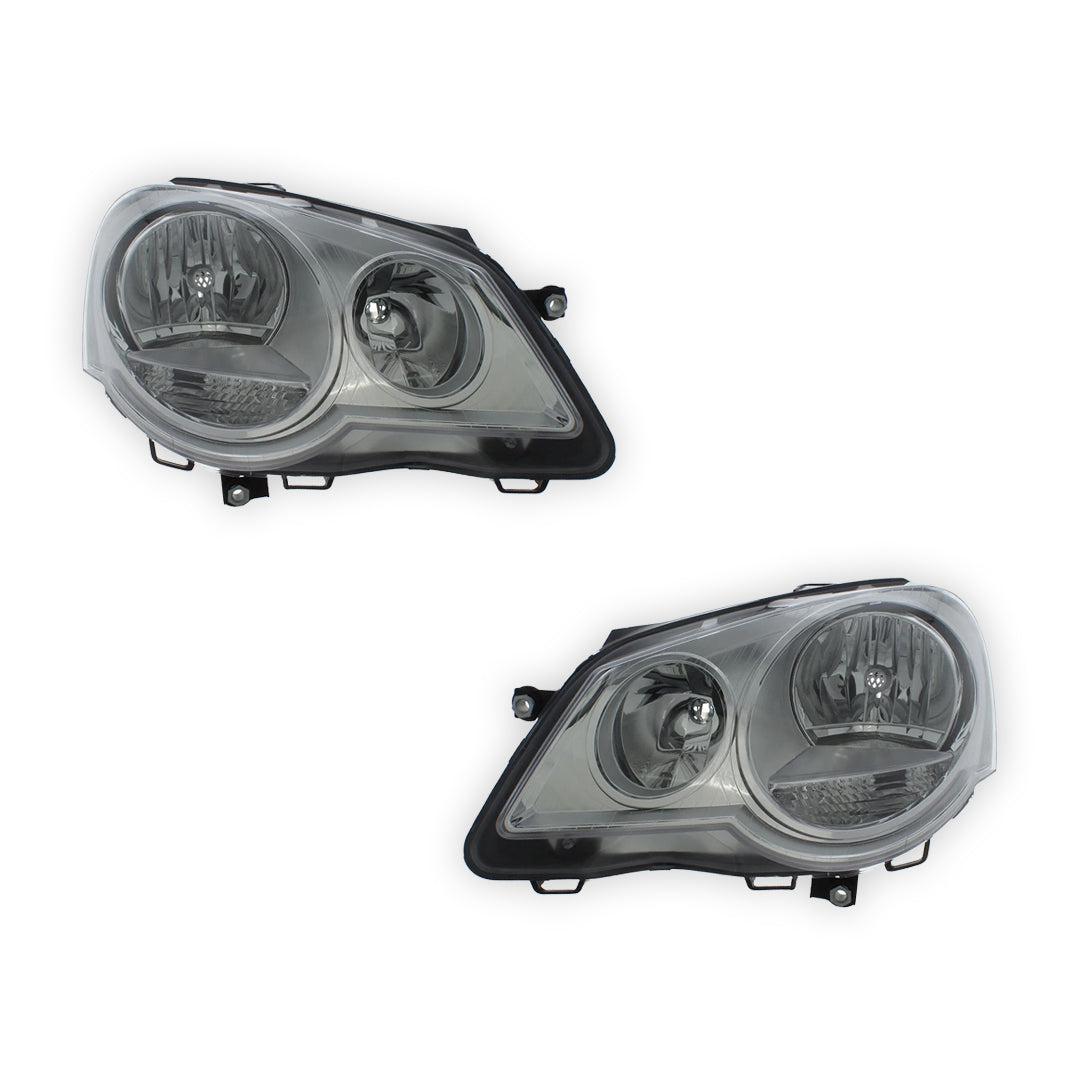 Volkswagen Polo MK4 9N3 Chrome Headlights 2005 - 2010 UEM-Style Aftermarket Left & Right