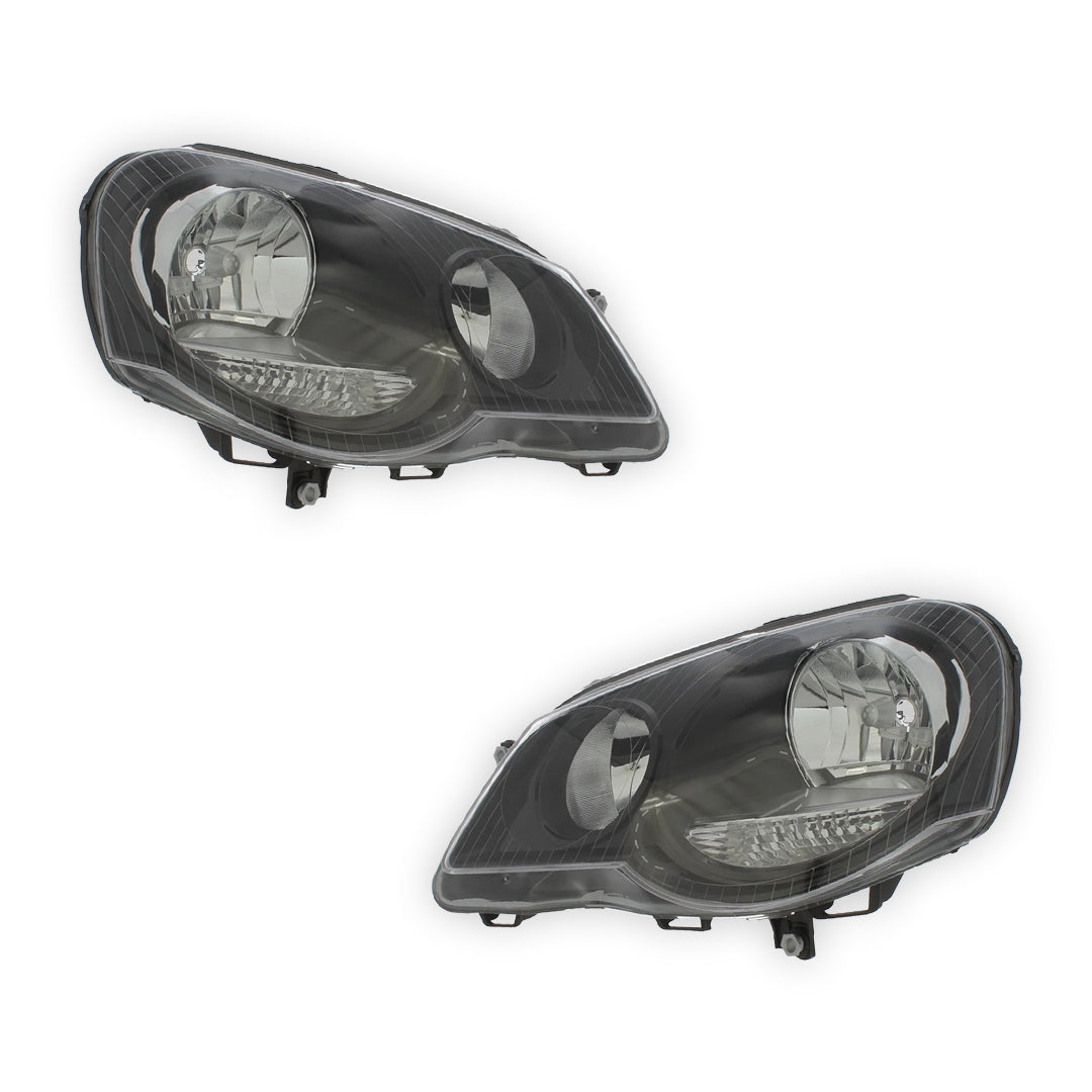 Volkswagen Polo MK4 GTI 9N3 Black Headlights 2006 - 2010 OEM-Style Aftermarket Left & Right