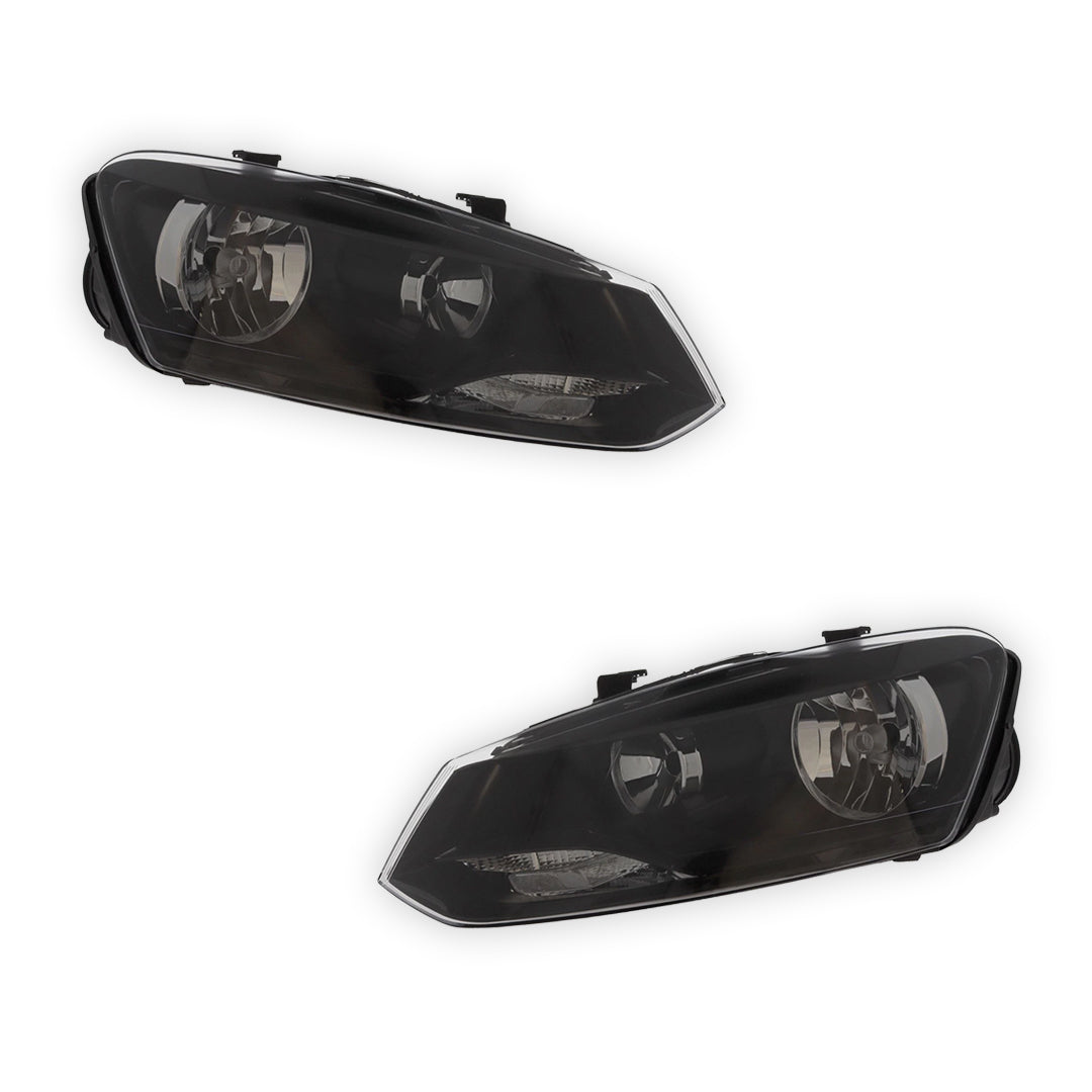 Volkswagen Polo MK5 6R Black Headlights 2009 - 2015 OEM-Style Aftermarket Left & Right