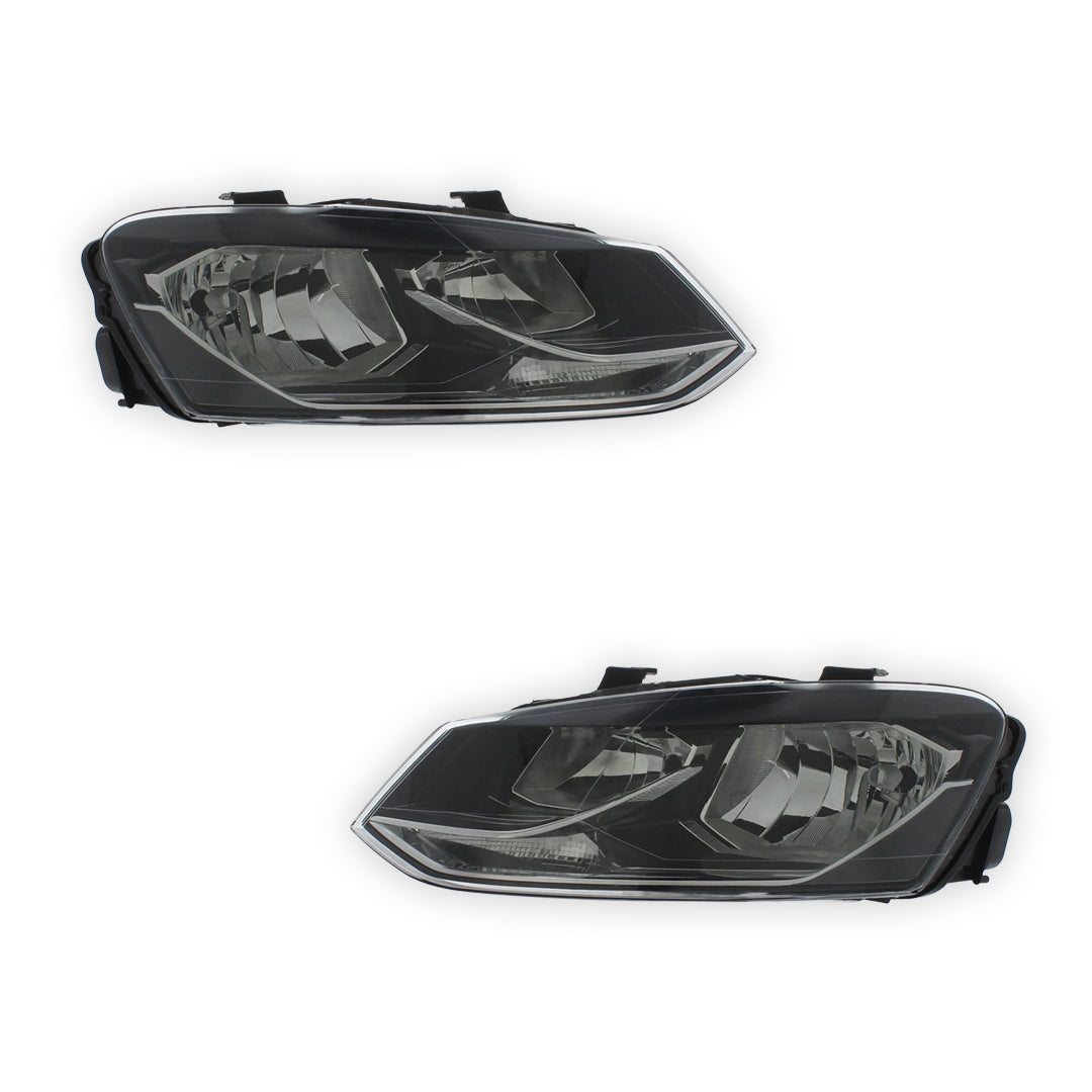 Volkswagen Polo MK5 6R Black Headlights 2014 - 2018 OEM-Style Aftermarket Left & Right