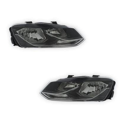 Volkswagen Polo MK5 6R Black Headlights 2014 - 2018 OEM-Style Aftermarket Left & Right