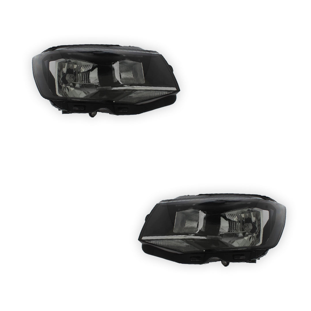 Volkswagen Transporter T6 2015 - 2020 OEM-Style Black Single H4 Bulb Reflector Type Headlights Left & Right